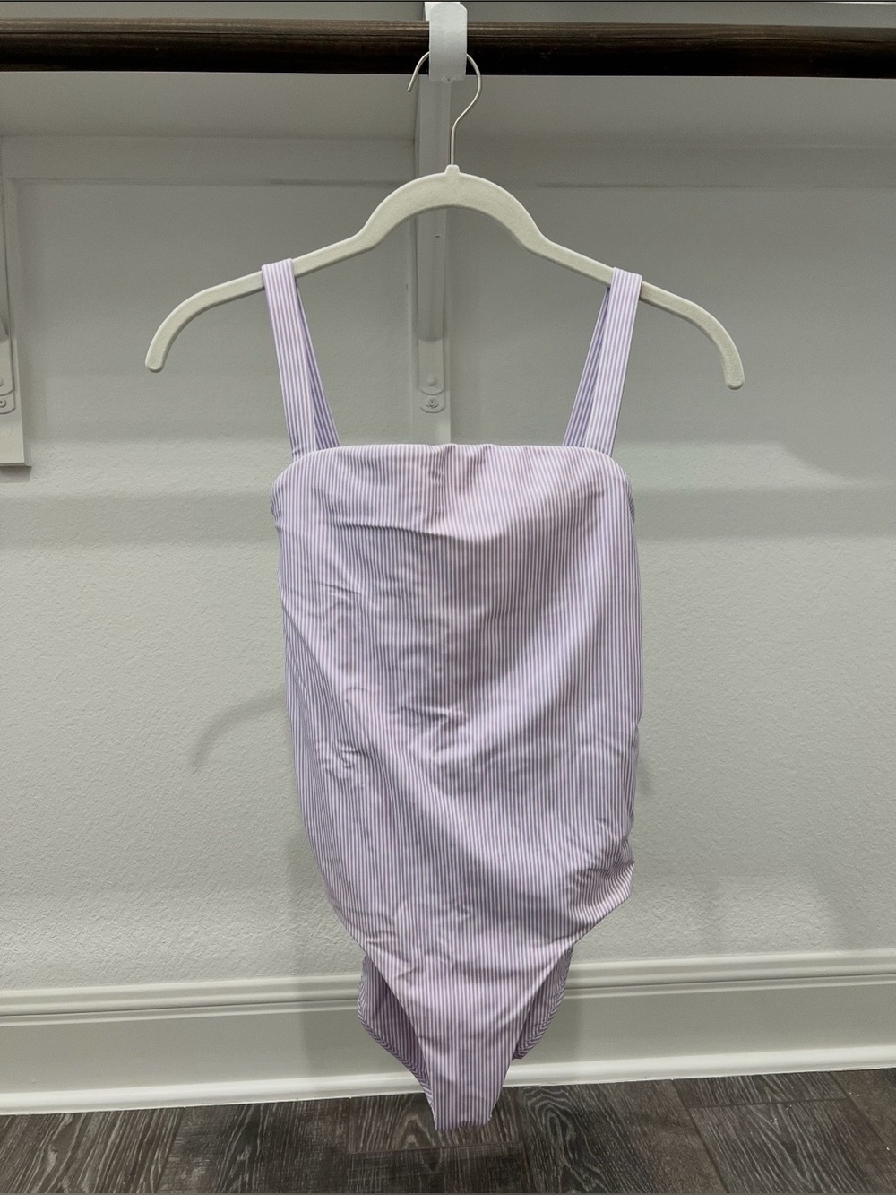 NWT - Minnow women’s lavender stripe low back one piece, size Small